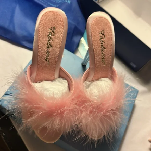 Pleaser Pink Feathered Women's Heels - Picture 13 of 16